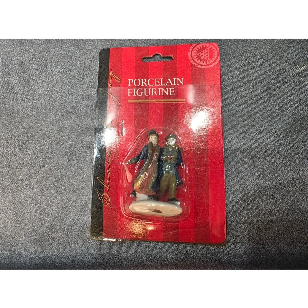 Vintage Share the Joy Porcelain Christmas Figurine Ornament Victorian Couple New